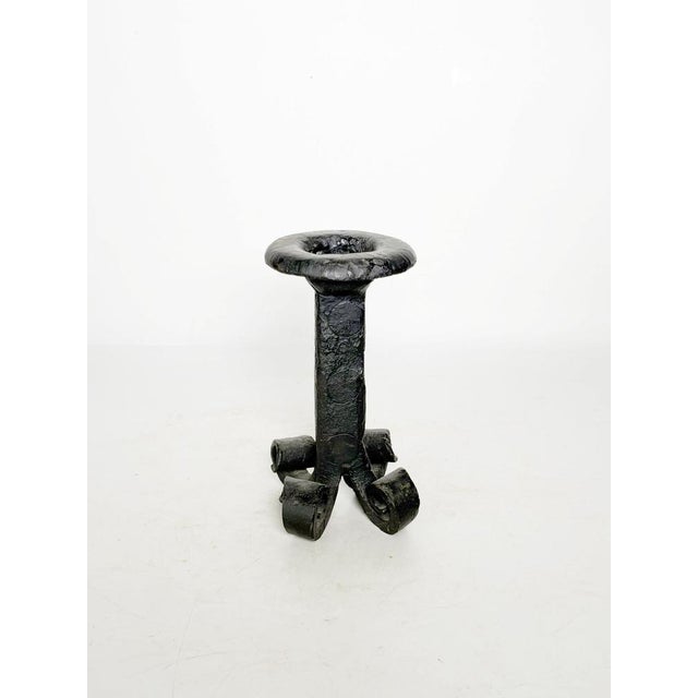 Brutalist Cast Iron Tripod Candleholder, France, 1960s For Sale - Image 3 of 13