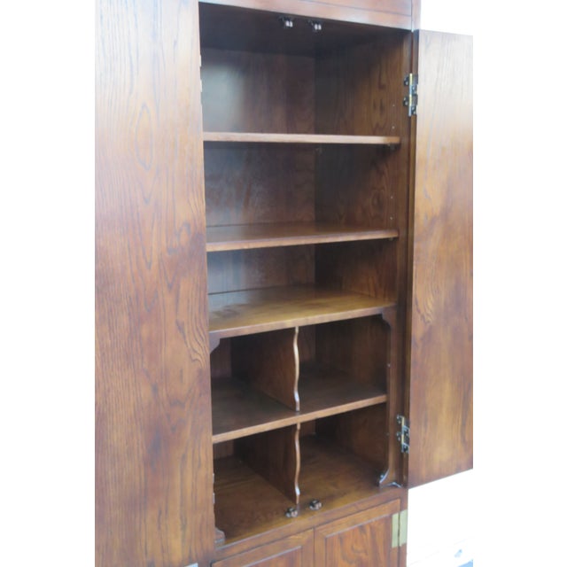 Wood Henredon Campaign Style Tall Narrow Lacquered Armoires Chifforobes a Pair 6255 For Sale - Image 7 of 18