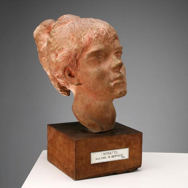 Terracotta Head of Girl by Mario Bertozzi For Sale - Image 13 of 13
