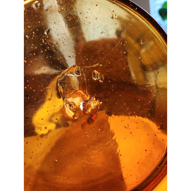 Murano 15" Murano Amber Bullicante Vase – Hand-Blown Art Glass W/ Applied Snake Coil, For Sale - Image 4 of 9