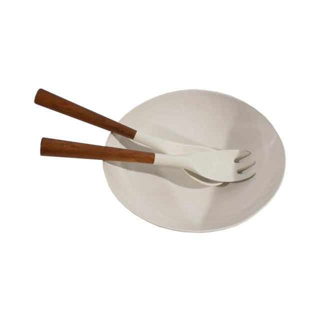 A mid-century Capri salad bowl serving set designed by the American industrial designer Michael Lax (1929-1999) for Hyalyn...