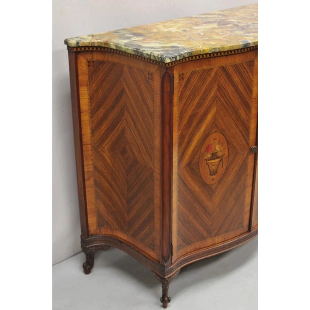 Antique French Louis XV Marble Top Demilune Dresser Commode Cabinet W/ 5 Drawers For Sale - Image 10 of 13