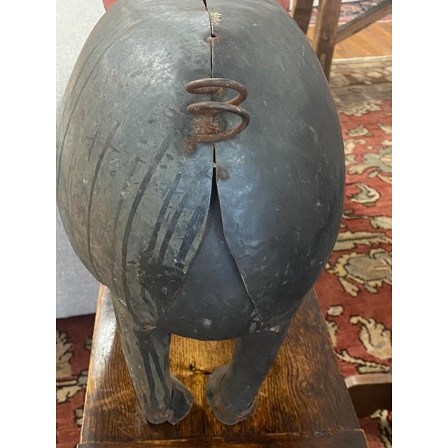 Vintage French Tole Pig Crafted W Old Metal Elements For Sale - Image 4 of 13
