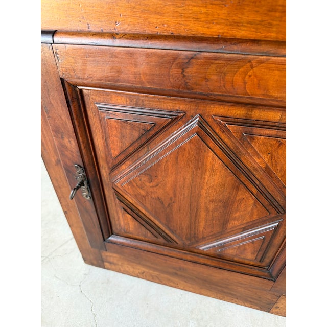 18th Century French Country Walnut Wood Cabinet With Carved Geometric Details For Sale In Miami - Image 6 of 12