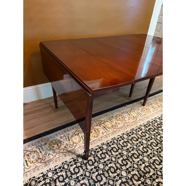 Brown Vintage Drexel "Travis Court" Mahogany Drop-Leaf Dining Table No. 19635 – Includes 3 Leaves & Custom Protective Pads For Sale - Image 8 of 18