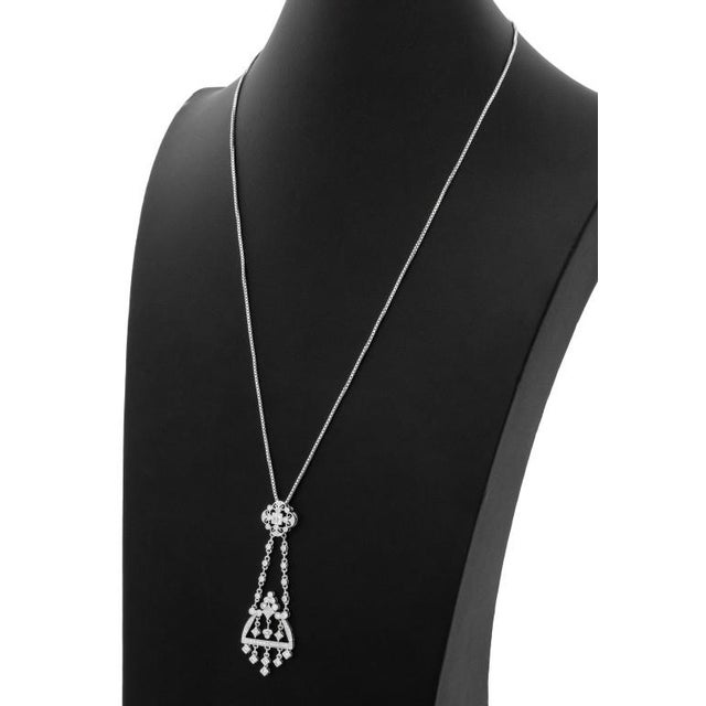 Late 20th Century Italian 18k Gold Diamond Drop Pendant Necklace For Sale - Image 5 of 8