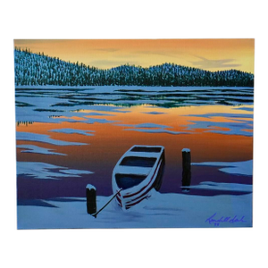 Sunset Seascape Painting Wall Art - Original Acrylic Art by Randall Seals 16x20 Inches 1998