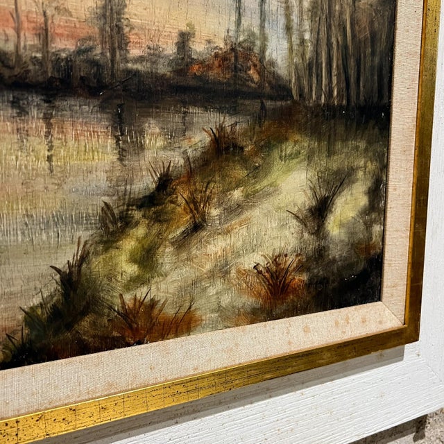 Mid 20th Century French Landscape Art Impressionist Original Oil Painting Signed For Sale - Image 5 of 12
