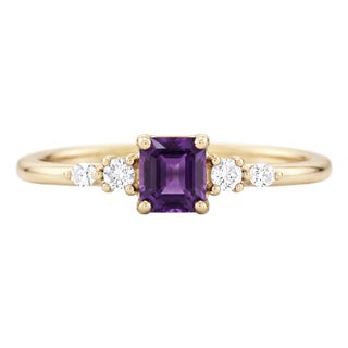 Natural Amethyst Ring • Royal Purple Gemstone Promise Ring • Dainty Five Stone Stacking Ring Us 7 For Sale