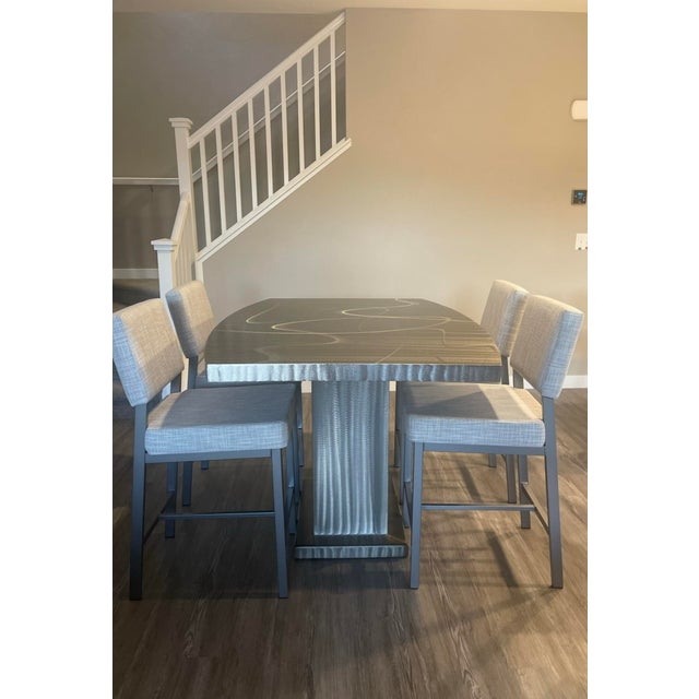 Modern Metall Furniture Dining Table with Amisco Chairs – Dining Set For Sale - Image 3 of 11