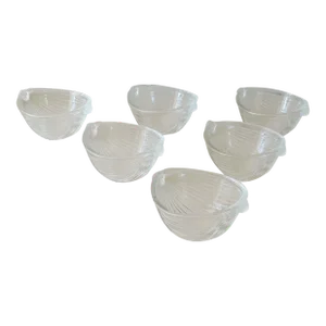 Antique Art Deco Crystal Nut Bowls With Scrollwork Handle Detail, a Set of Six
