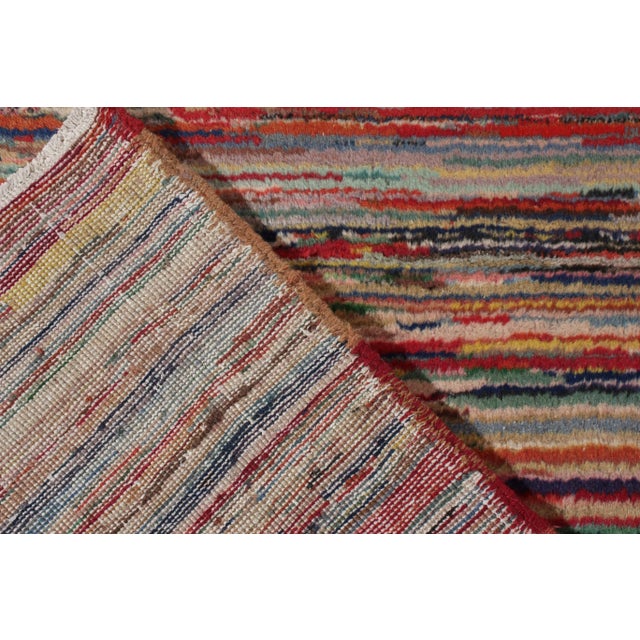 1960s 1960s Vintage Turkish Mid-Century Runner in Red, Multicolour Striped Pattern For Sale - Image 5 of 6