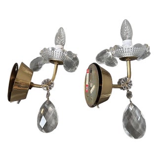 Czech Palace Wall Sconces in Jablonec Crystal Glass, 1970s, Set of 2 For Sale