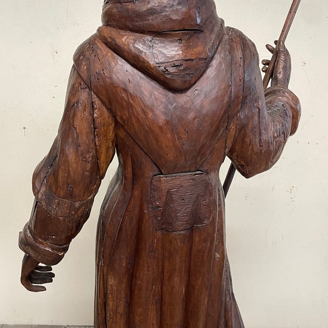 18th Century Baroque Wooden Sculpture of St. Francis of Assisi, Italy For Sale - Image 15 of 18