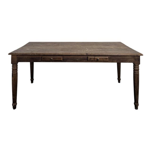 Brown Rustic Farmhouse Table in Wood For Sale - Image 8 of 8