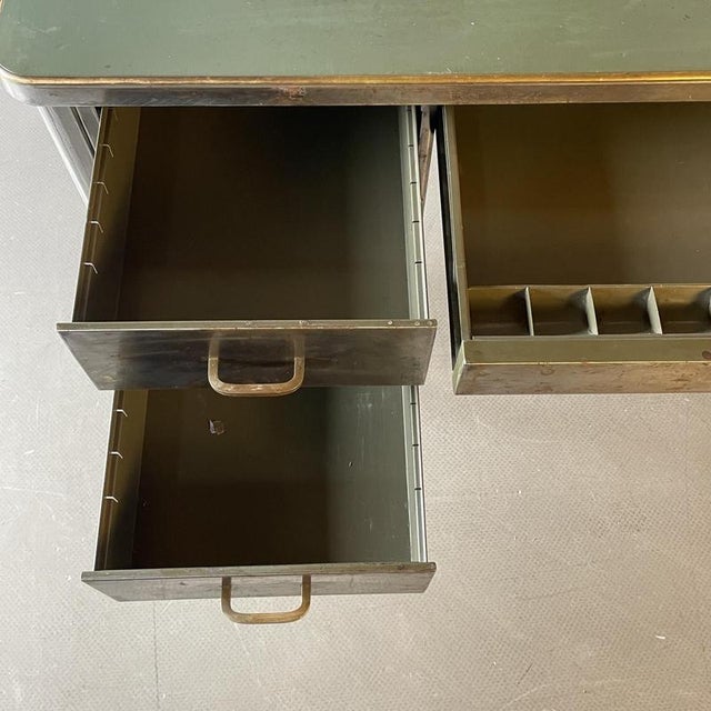 Vintage Polished Double Pedestal Steel Desk For Sale - Image 4 of 10