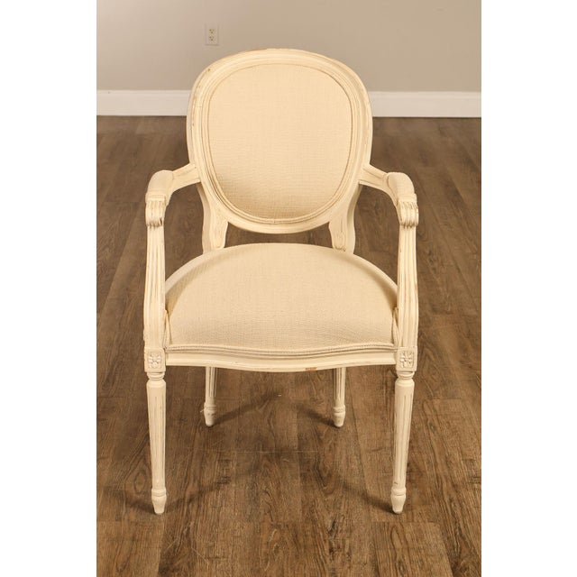 Wood Century Furniture Set Of 8 Louis XVI Style Painted Dining Chairs For Sale - Image 7 of 18