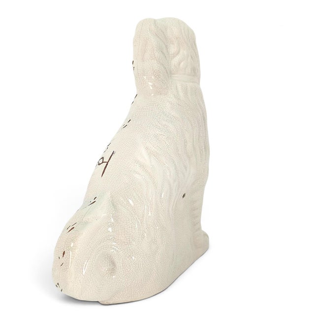 Ceramic Early 20th Century English Staffordshire-Style King Charles Spaniel Mantel Dog For Sale - Image 7 of 11