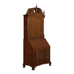 Maddox Chippendale Style Cherry Clock Front Secretary Desk
