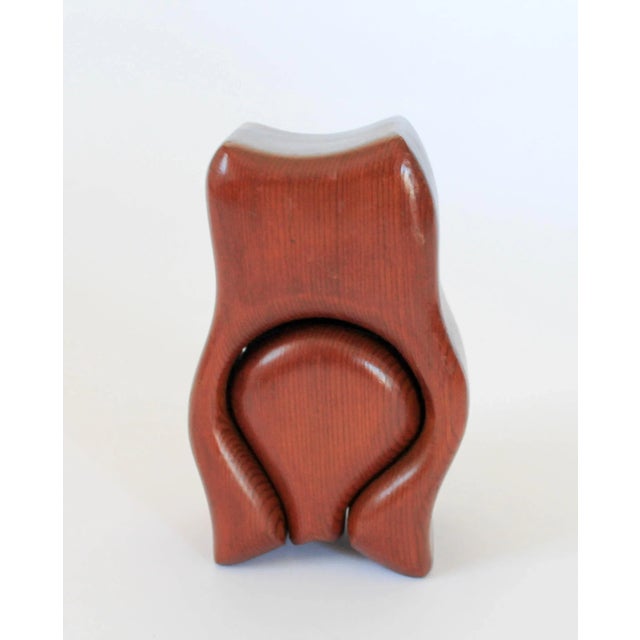 Vintage Hand Crafted Redwood Owl Trinket Box For Sale In Milwaukee - Image 6 of 8