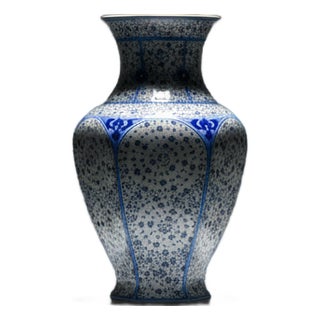 Handmade Ceramic Vase (30cm) – Golden Horn “Halic” Spirals – Blue & White Iznik Decor For Sale