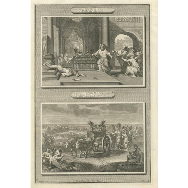 Pieter Mortier, Dagon Falls Before the Ark and the Ark Sent Back, 1700, Engraving For Sale - Image 12 of 12
