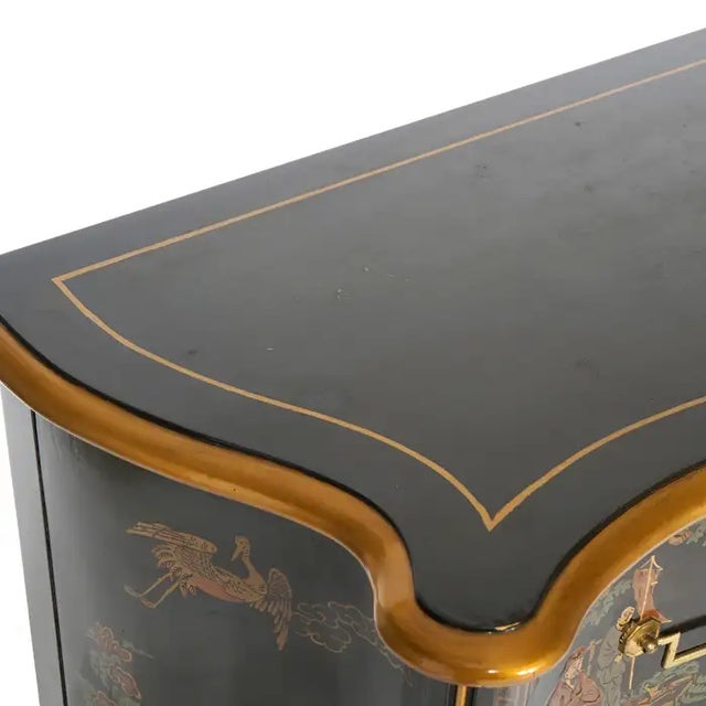 1980s Drexel Heritage Chinoiserie Decorated & Gilt Commode For Sale - Image 9 of 13