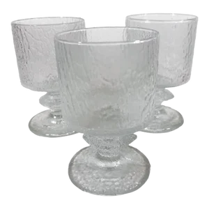 1970s Iittala Set of 3 Senator Goblet Glasses Finland Scandinavian Modern