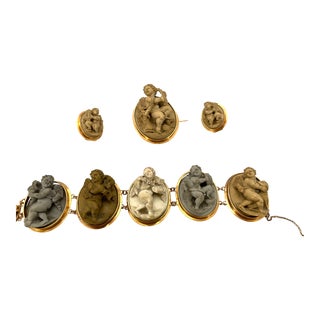 19th Century Lava Cameo Suite - 4 Pieces For Sale