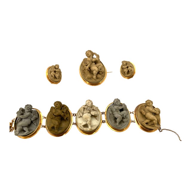 19th Century Lava Cameo Suite - 4 Pieces For Sale