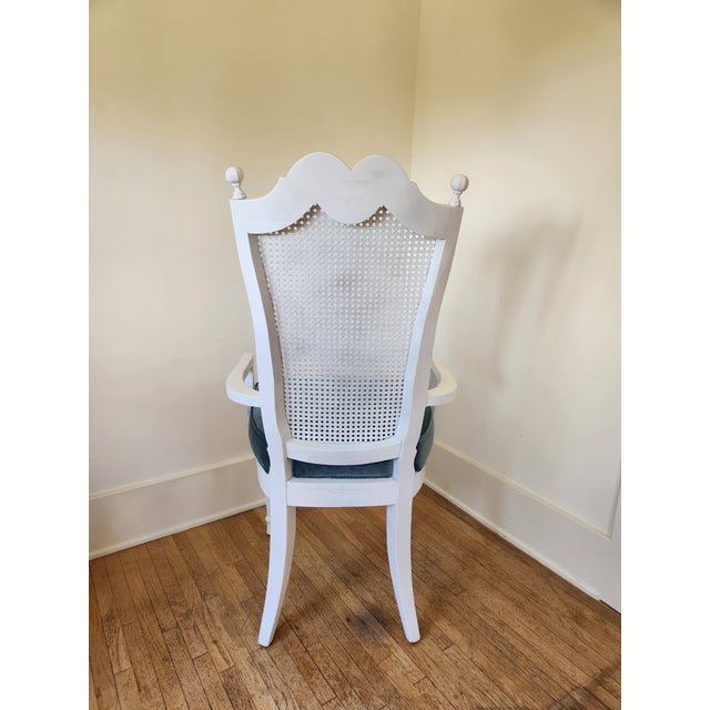 Late 20th Centure Green and White Cane Back Accent Chair For Sale - Image 4 of 6