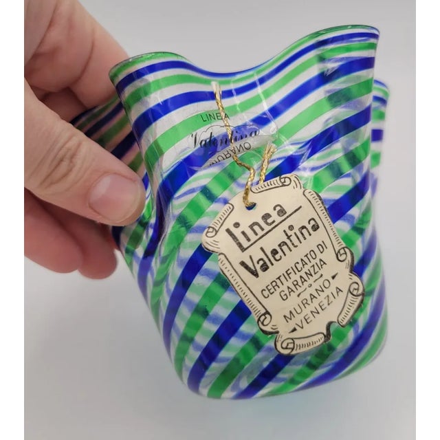 1990s Vinatge Murano Art Glass Linea Valentina Venezia Handkerchief Vase For Sale - Image 5 of 5