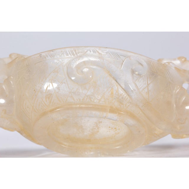 Antique Chinese Rock Crystal Brush Washer With Chilong Handles For Sale - Image 4 of 11