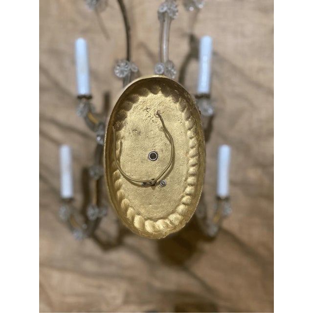 Mid 19th Century Maria Theresa Style Wall Sconce Gilt Brass and Crystal Light 5 Light for Repair For Sale - Image 4 of 5