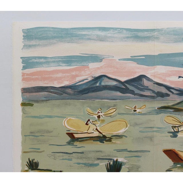 Yves Brayer, Mexican Fishermen in Lake Patzcuaro, Lithograph, 1963, Framed For Sale - Image 4 of 18