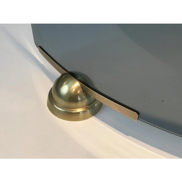 Fontana Arte Fontana Arte, Modernist Curved Blue Glass and Brass Fire Place Screen, Italy For Sale - Image 4 of 13