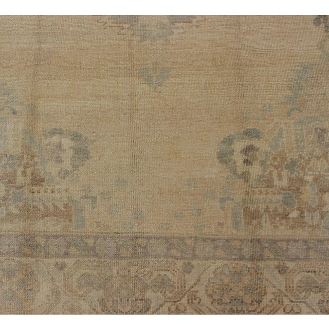 Oushak Vintage Turkish Rug With Faded Central Medallion Design in Cream Colors For Sale - Image 10 of 13