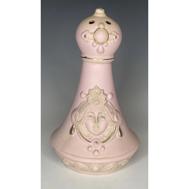 Rare Antique Schafer & Vater Pink Bisque Porcelain Figural Lady Hatpin Holder For Sale - Image 6 of 12