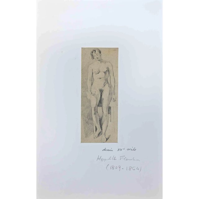 Nude of Woman is an Original Pencil Drawing realized by Jean-Hyppolyte Flandrin. The little artwork is in good condition...