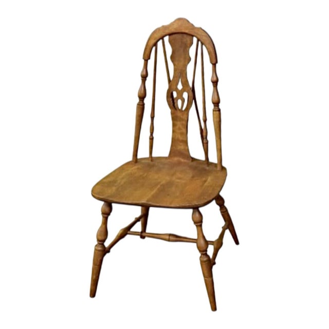 1900 - 1909 Set of 3 Antique Colonial Revival Windsor Chairs With Pierced Splat, Circa 1900 For Sale - Image 5 of 8