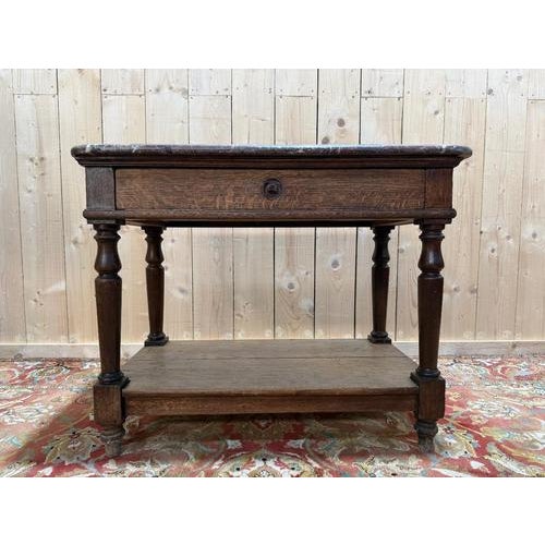 Brown Napoleon III Console in Oak and Marble For Sale - Image 8 of 8