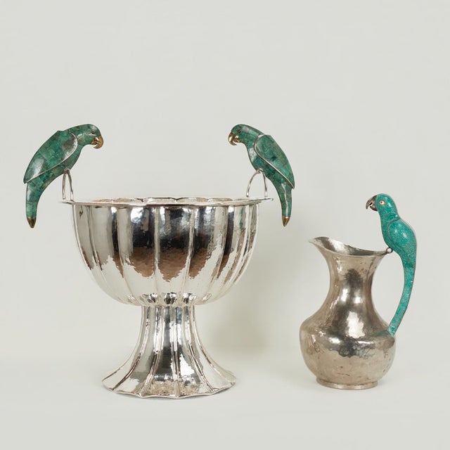 1970s Large Vintage Silverplate Wine Cooler or Bowl With Birds by Emilia Castillo For Sale - Image 5 of 13