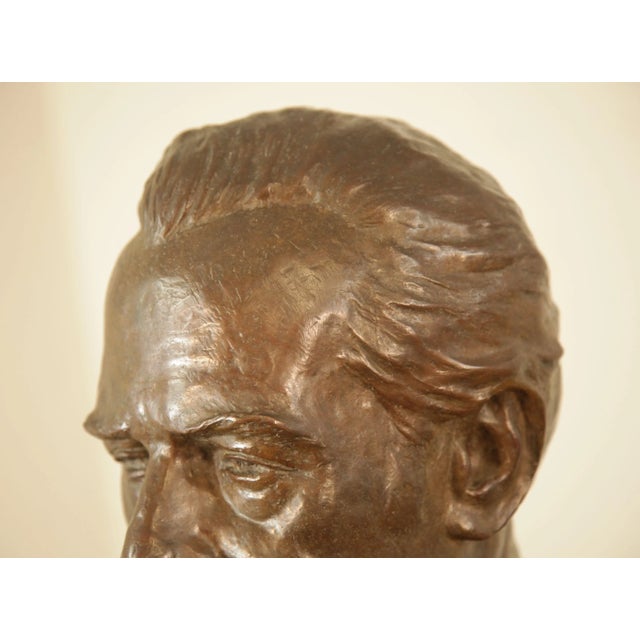 Lawrence Ludtke 1980's Bronze Male Bust Portrait For Sale - Image 10 of 13