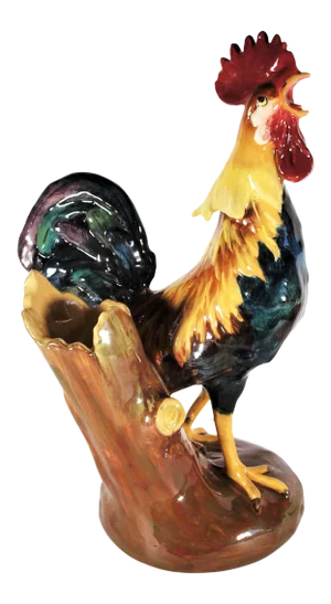 1880s French Hand Painted Rooster Vase by Jerome Massier