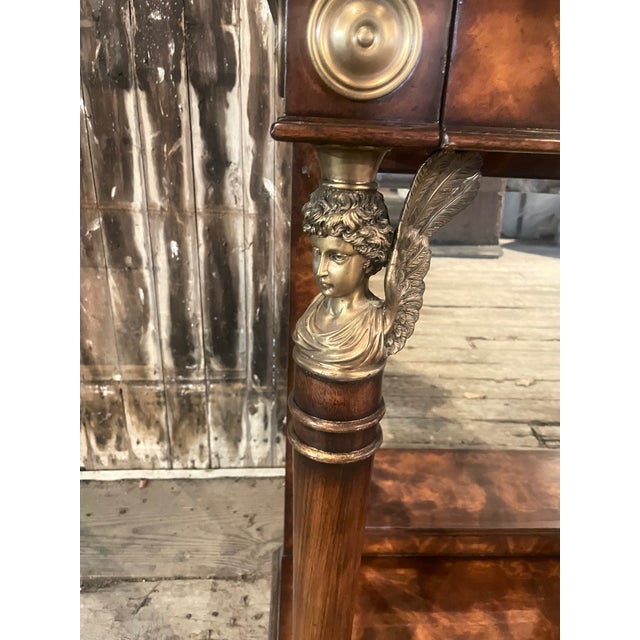 Theodore Alexander Figured Walnut Console Table With Mirrored Back For Sale - Image 4 of 18