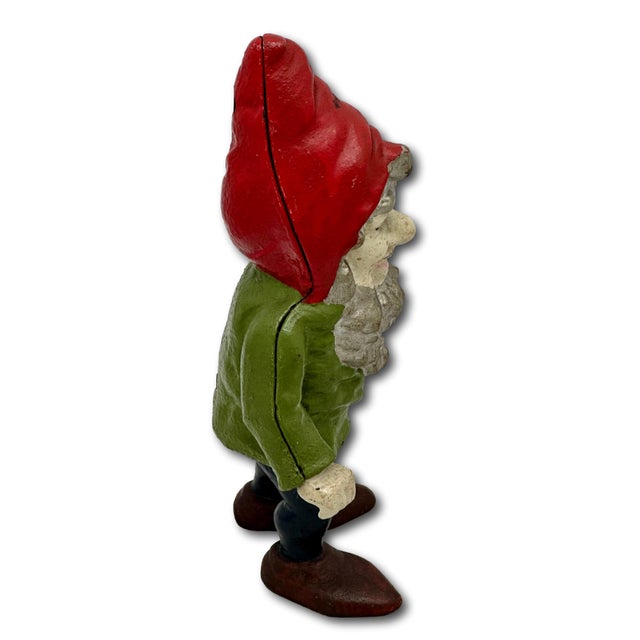 Hard to Find Unusual Model Antique American Cast Iron Figurative Standing Gnome Doorstop - Circa 1920s For Sale - Image 12 of 18