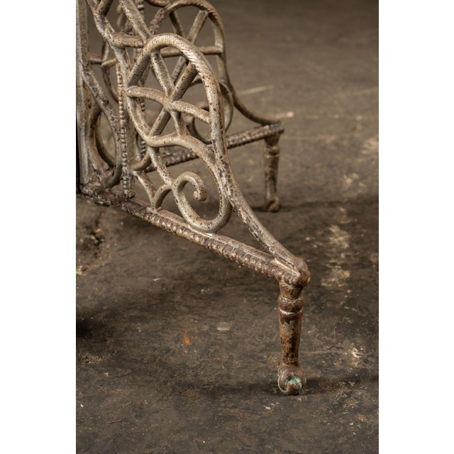 Antique Quarter Sawn Round Oak and Cast Metal Café Table For Sale - Image 10 of 10