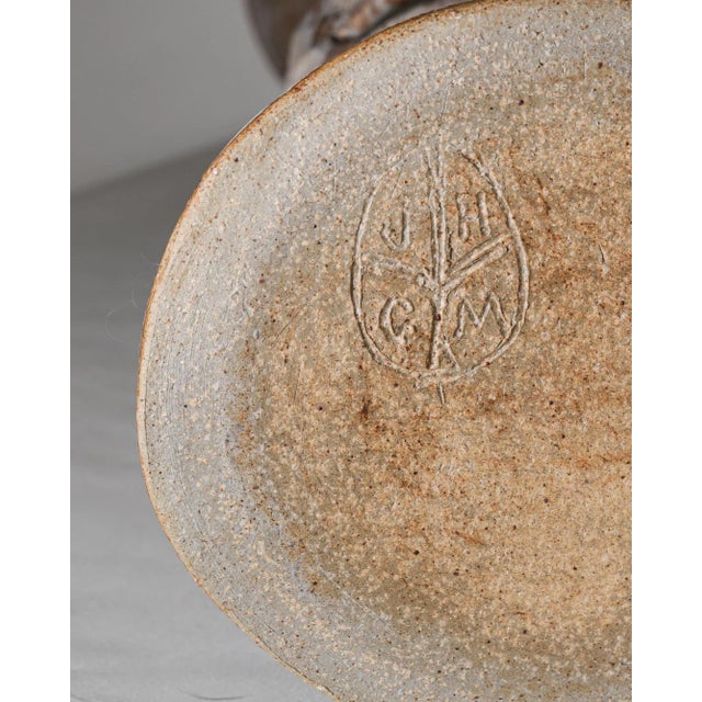 Ceramic Brutalist Vintage Mid-Century Pottery Sculpture Vase Signed For Sale - Image 7 of 9