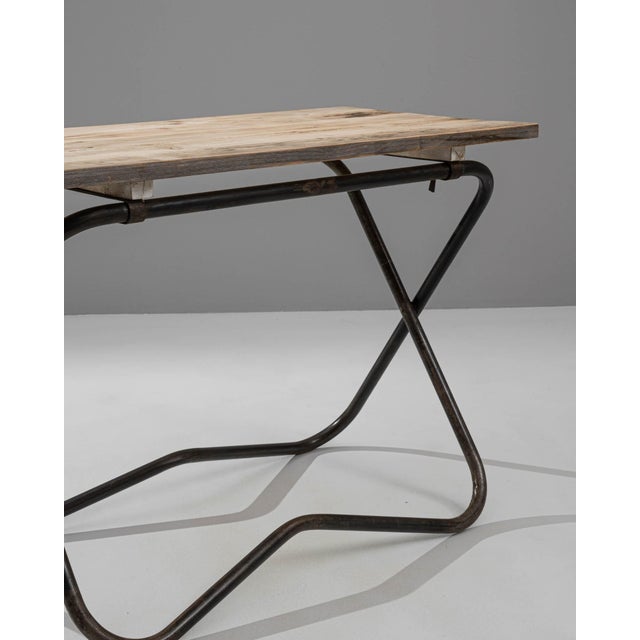 20th Century French Metal Side Table with Wooden Top For Sale - Image 9 of 18