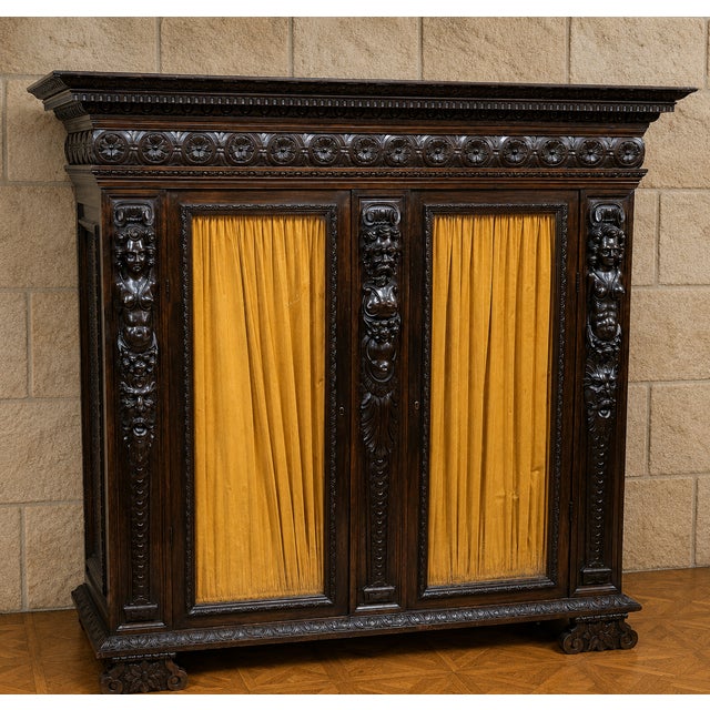 Renaissance Style Carved Wooden Library, 1800s For Sale - Image 9 of 10
